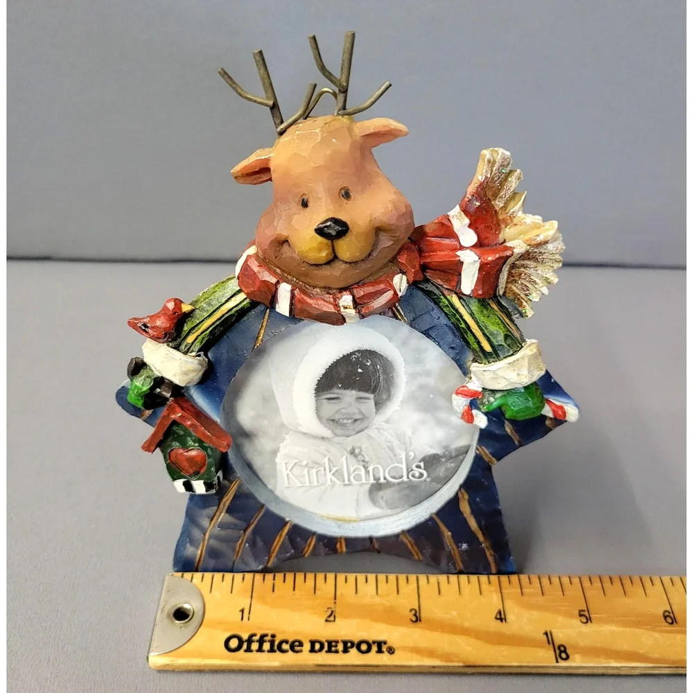 Kirkland's Holiday Reindeer Resin Photo Frame Tabletop Christmas Decor with‎ Box